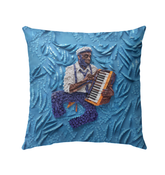 Elegant Intricate Paper Crane Haven design on outdoor pillow.